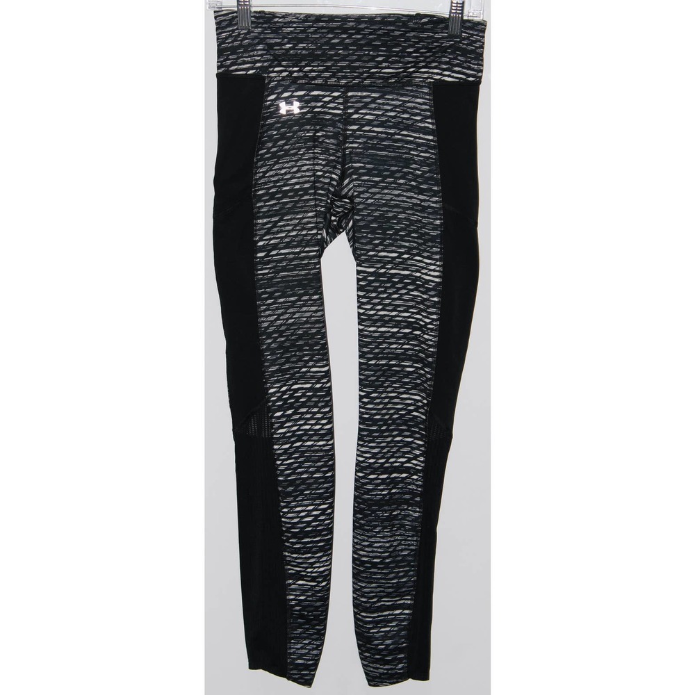 Women's Under Armour UA White Gray Black Full Length Leggings Pants Size Small S